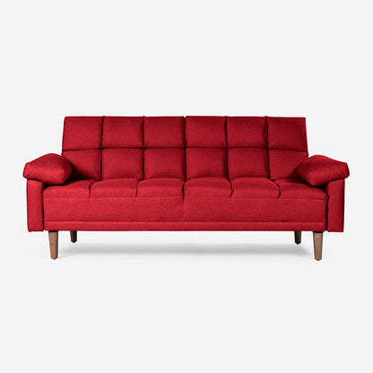 Sofá Cama Makora Gabbana Rojo Lino De 3 Plazas