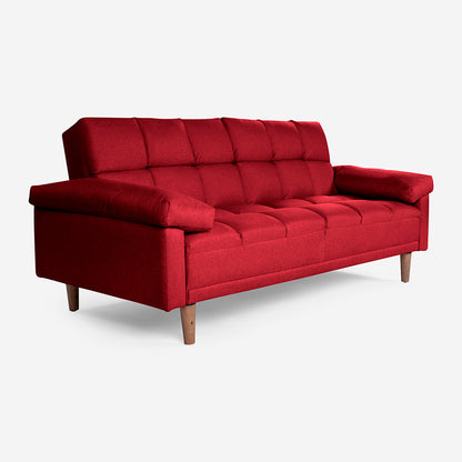 Sofá Cama Makora Gabbana Rojo Lino De 3 Plazas