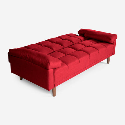 Sofá Cama Makora Gabbana Rojo Lino De 3 Plazas