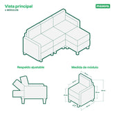 Sala Modular de 4 modulos Zavian Color Azul