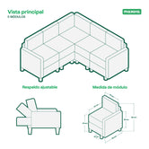 Sala Modular de 5 modulos Zavian Color Azul