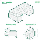 Sala Modular de 6 modulos Zavian Color Chocolate