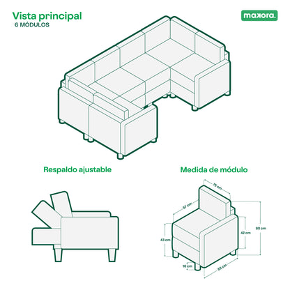 Sala Modular Maristella De 6 modulos Color Azul