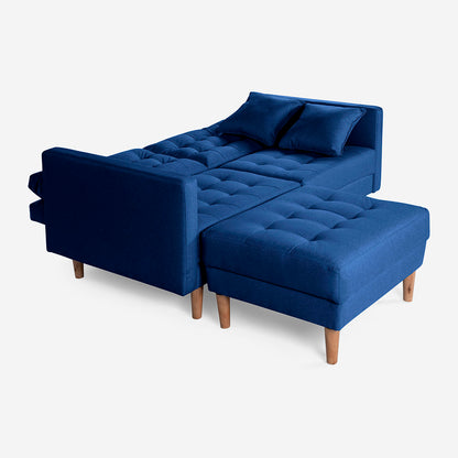 Sofá Cama + Taburete Jerome Color Azul