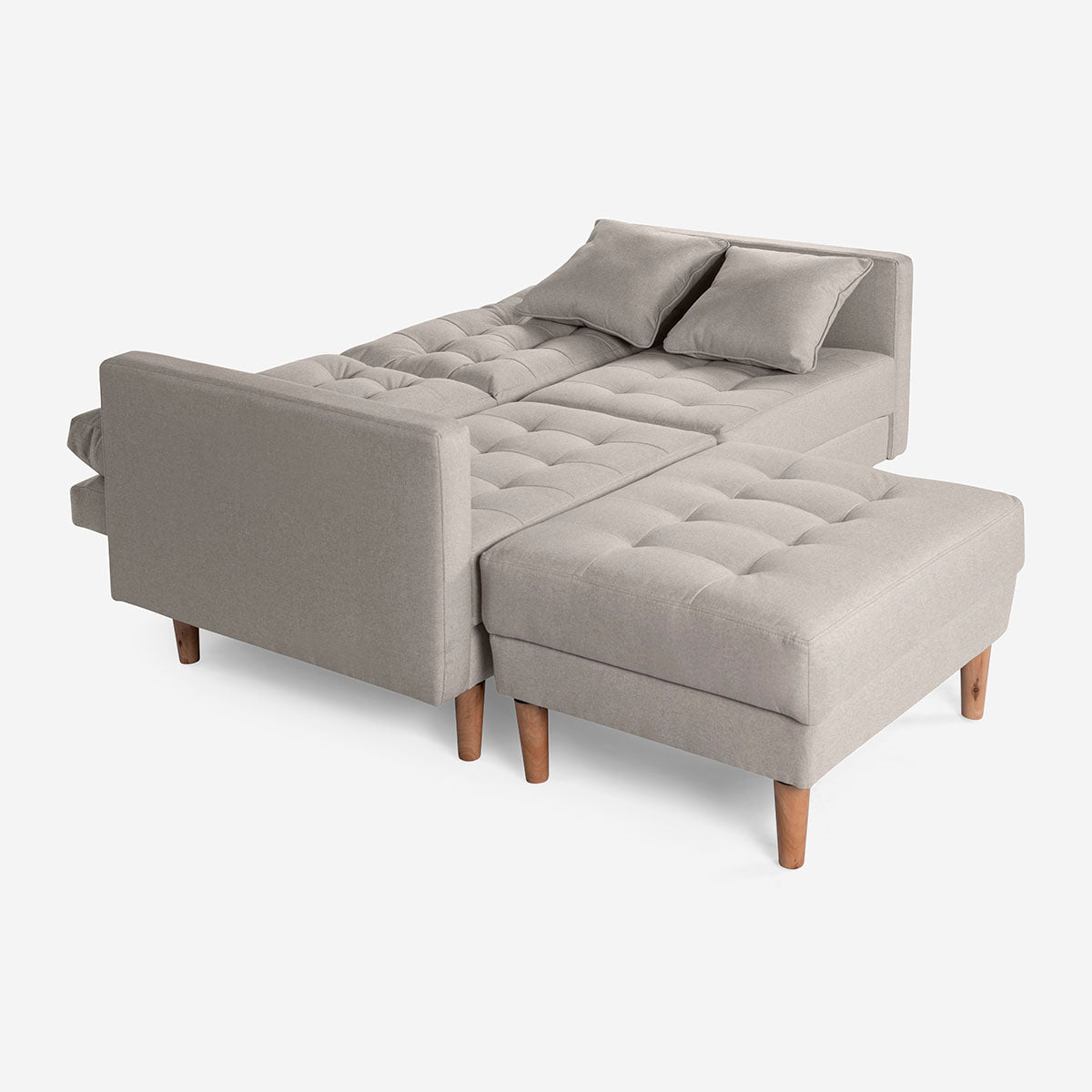 Sofá Cama + Taburete Jerome Color Gris Claro