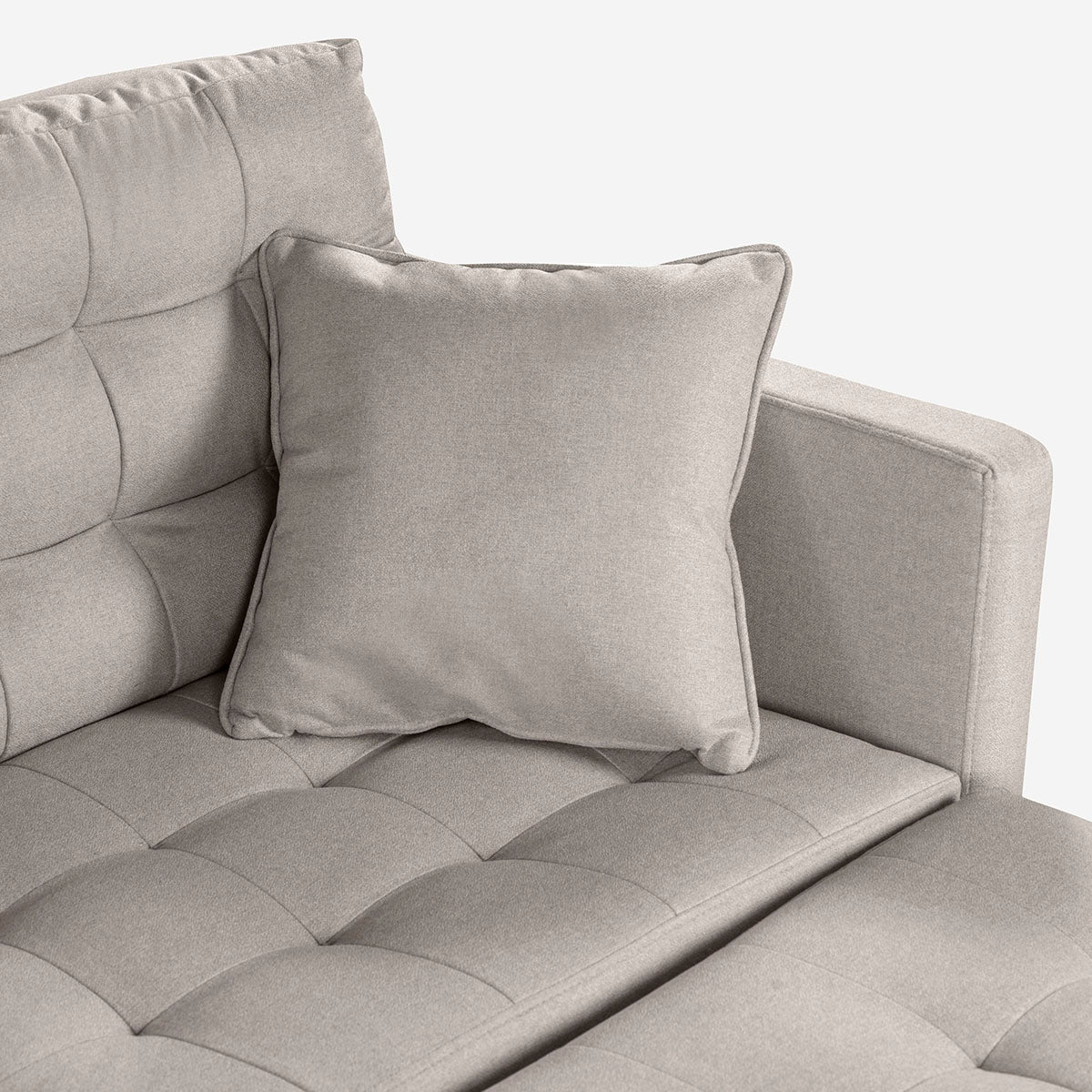 Sofá Cama + Taburete Jerome Color Gris Claro