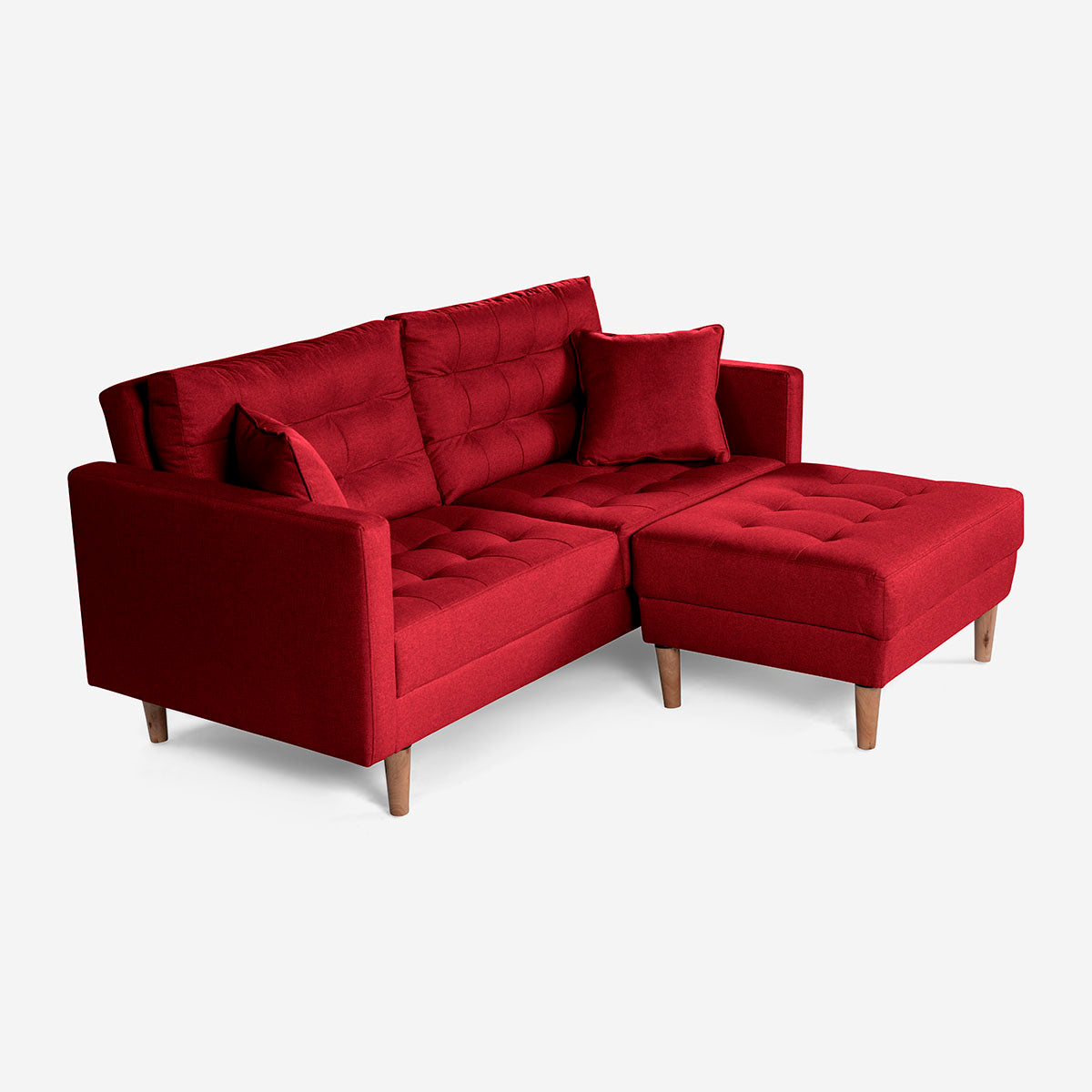 Sofá Cama + Taburete Jerome Color Rojo