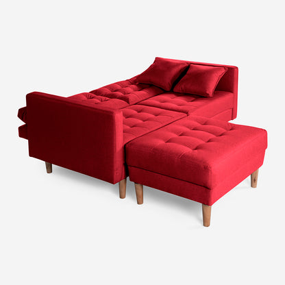 Sofá Cama + Taburete Jerome Color Rojo