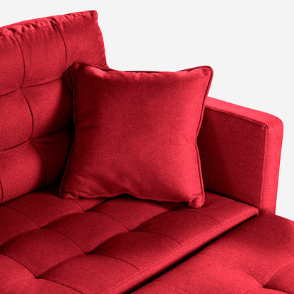 Sofá Cama + Taburete Jerome Color Rojo