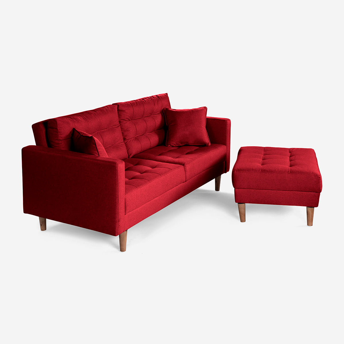 Sofá Cama + Taburete Jerome Color Rojo