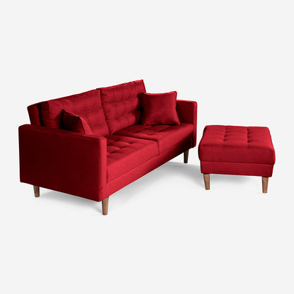 Sofá Cama + Taburete Jerome Color Rojo