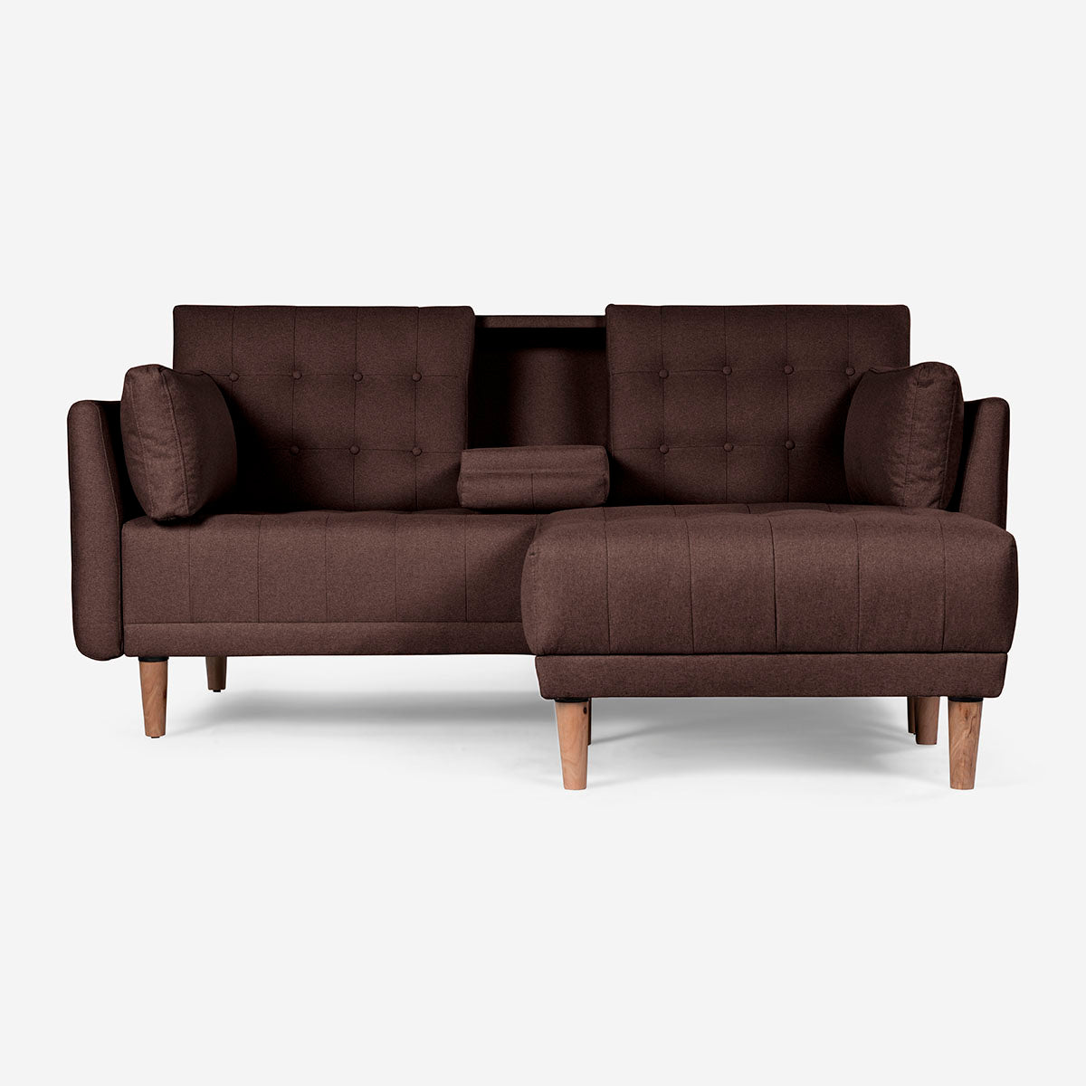 Sala Modular Chica Makora Mandarin Café Lino De 2 Plazas Con Portavasos + Taburete