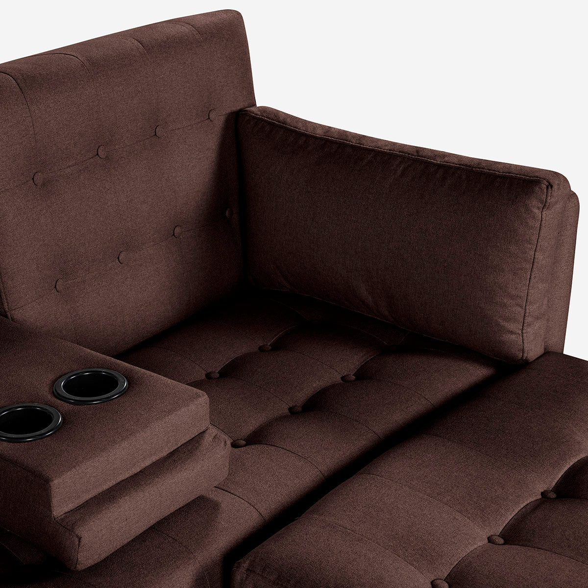 Sala Modular Chica Makora Mandarin Café Lino De 2 Plazas Con Portavasos + Taburete