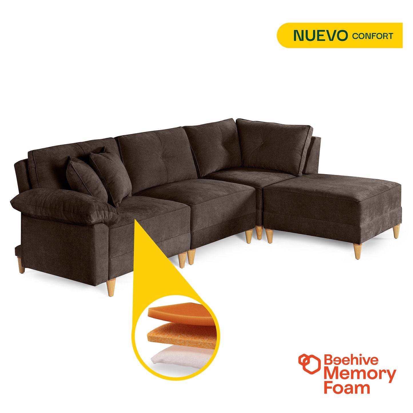 Sala Modular Maristella de 4 modulos Color Chocolate
