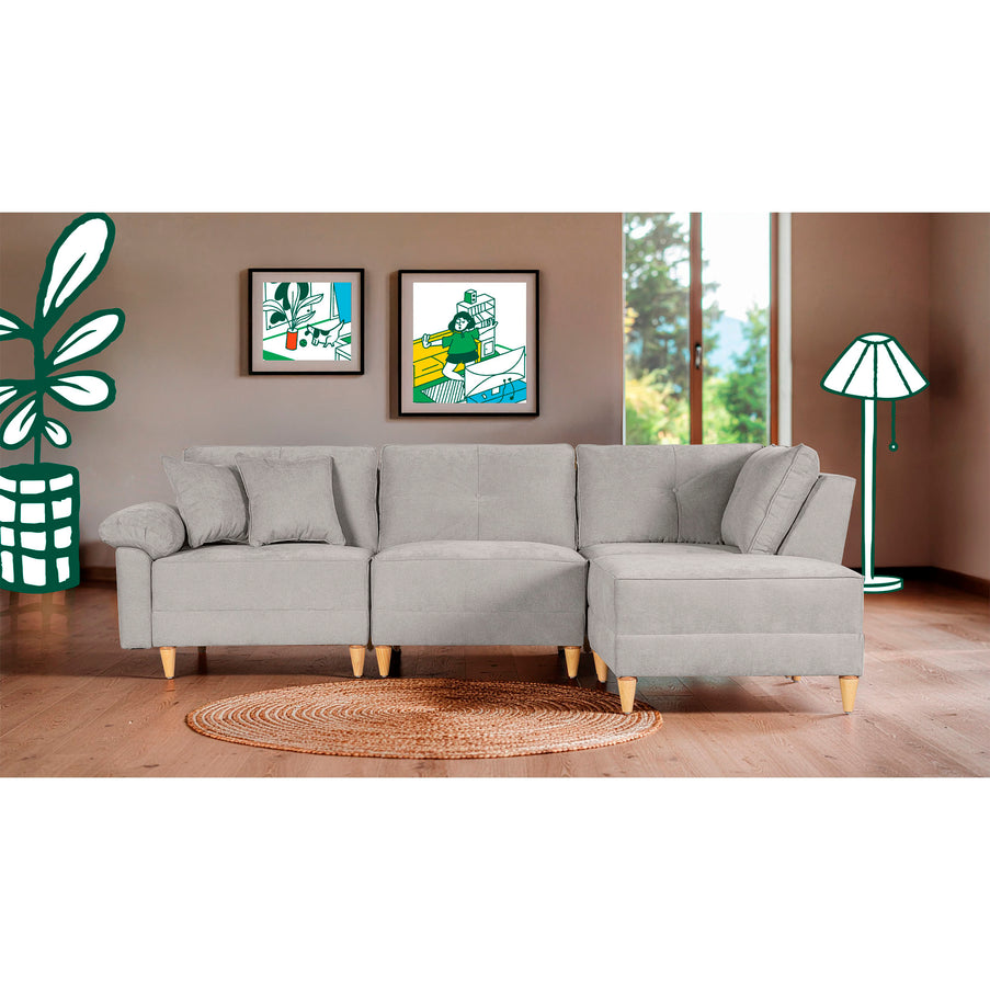 Sala Modular Maristella de 4 modulos Color Gris Claro