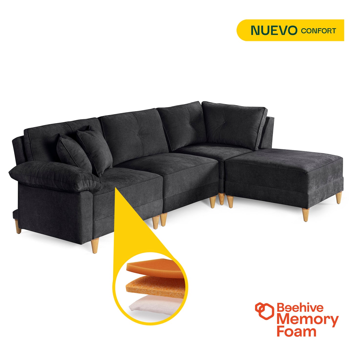 Sala Modular Maristella de 4 modulos Color Negro