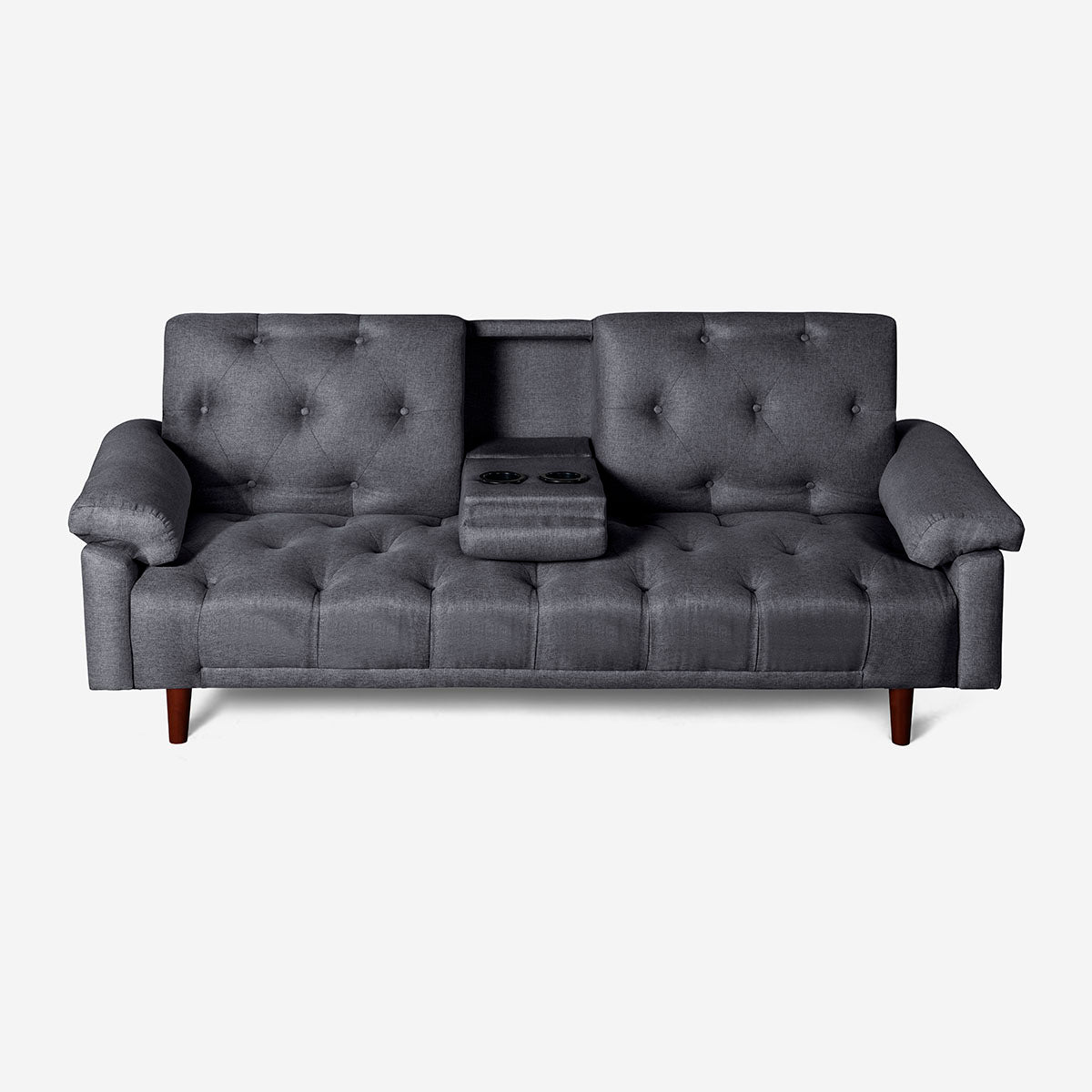 Sofá Cama Makora Maverik Gris Oxford Lino De 3 Plazas Con Portavasos - Outlet