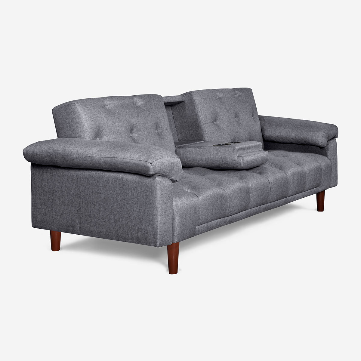 Sofá Cama Makora Maverik Gris Oxford Lino De 3 Plazas Con Portavasos - Outlet