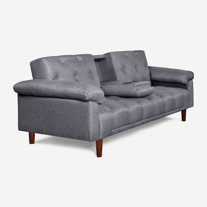 Sofá Cama Makora Maverik Gris Oxford Lino De 3 Plazas Con Portavasos - Outlet