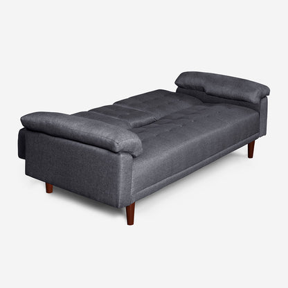 Sofá Cama Makora Maverik Gris Oxford Lino De 3 Plazas Con Portavasos - Outlet