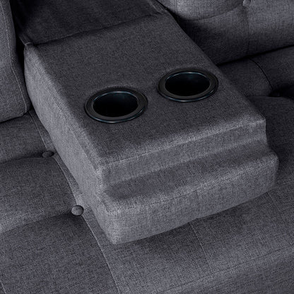 Sofá Cama Makora Maverik Gris Oxford Lino De 3 Plazas Con Portavasos - Outlet