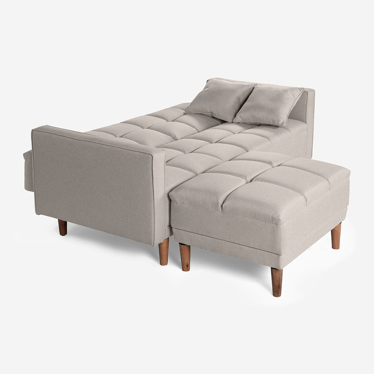 Sofá Cama + Taburete Mykolo Color Gris Claro