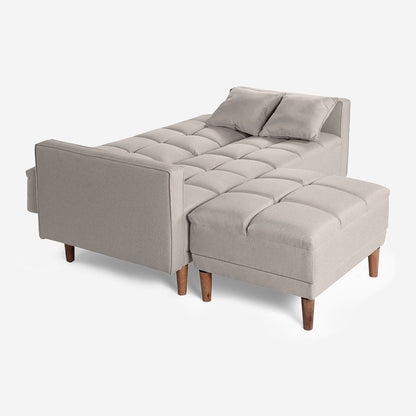 Sofá Cama + Taburete Mykolo Color Gris Claro