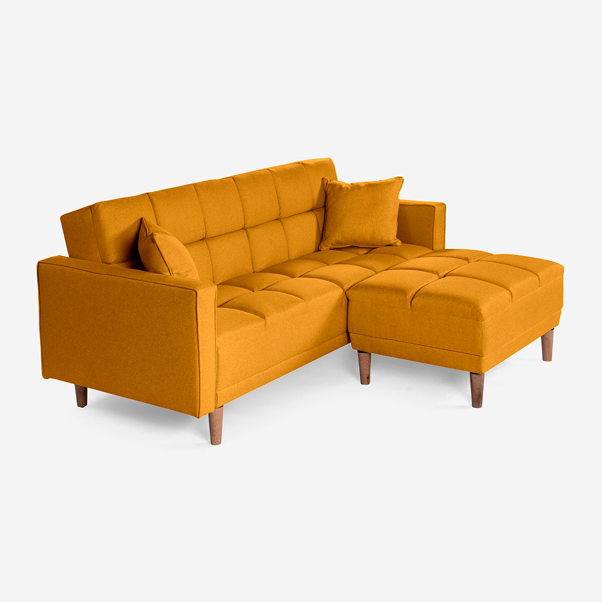Sofá Cama + Taburete Mykolo Color Mostaza