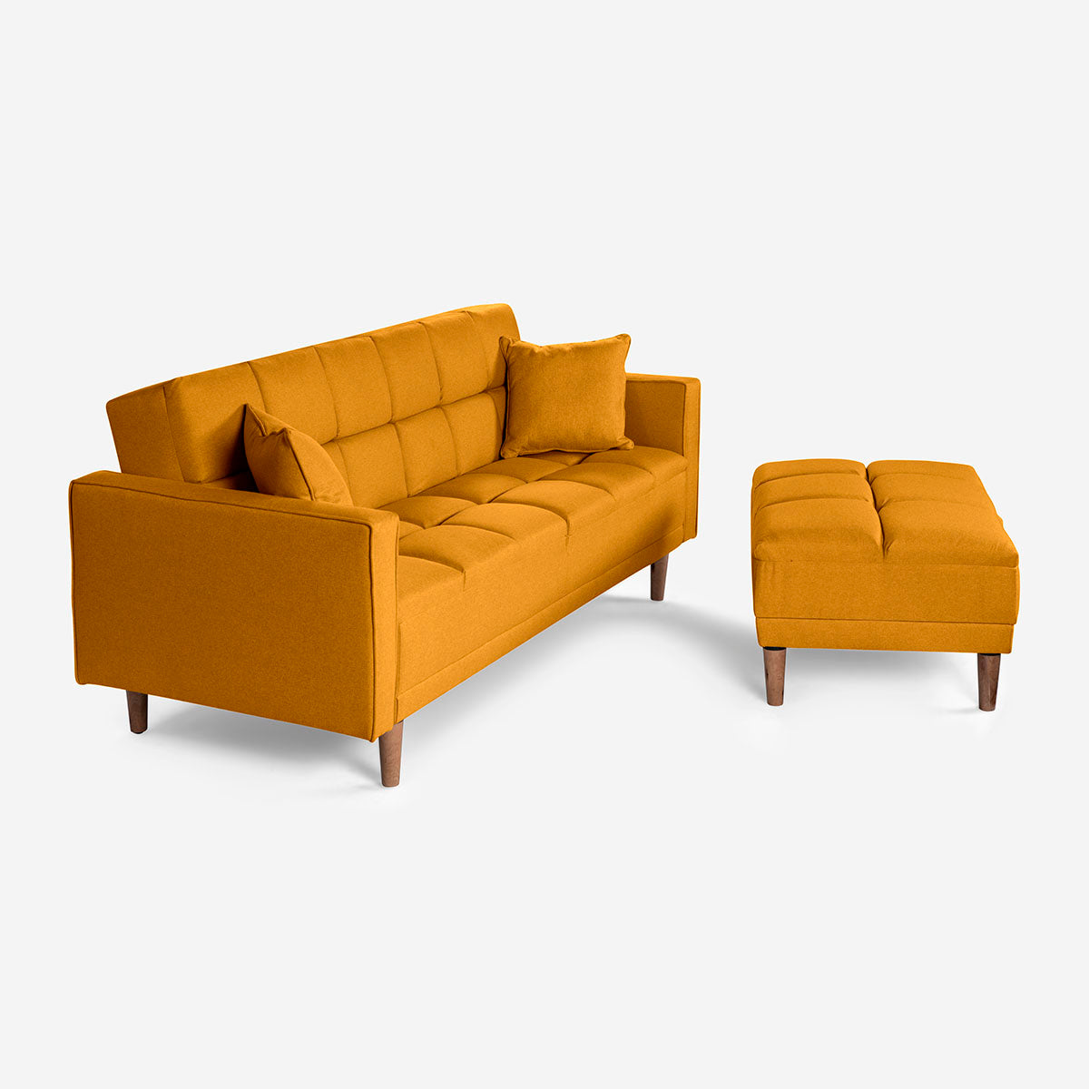 Sofá Cama + Taburete Mykolo Color Mostaza