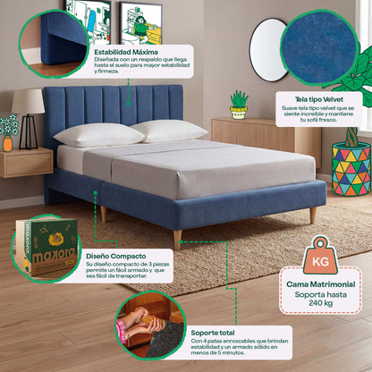 Base de Cama Matrimonial Nostra Azul