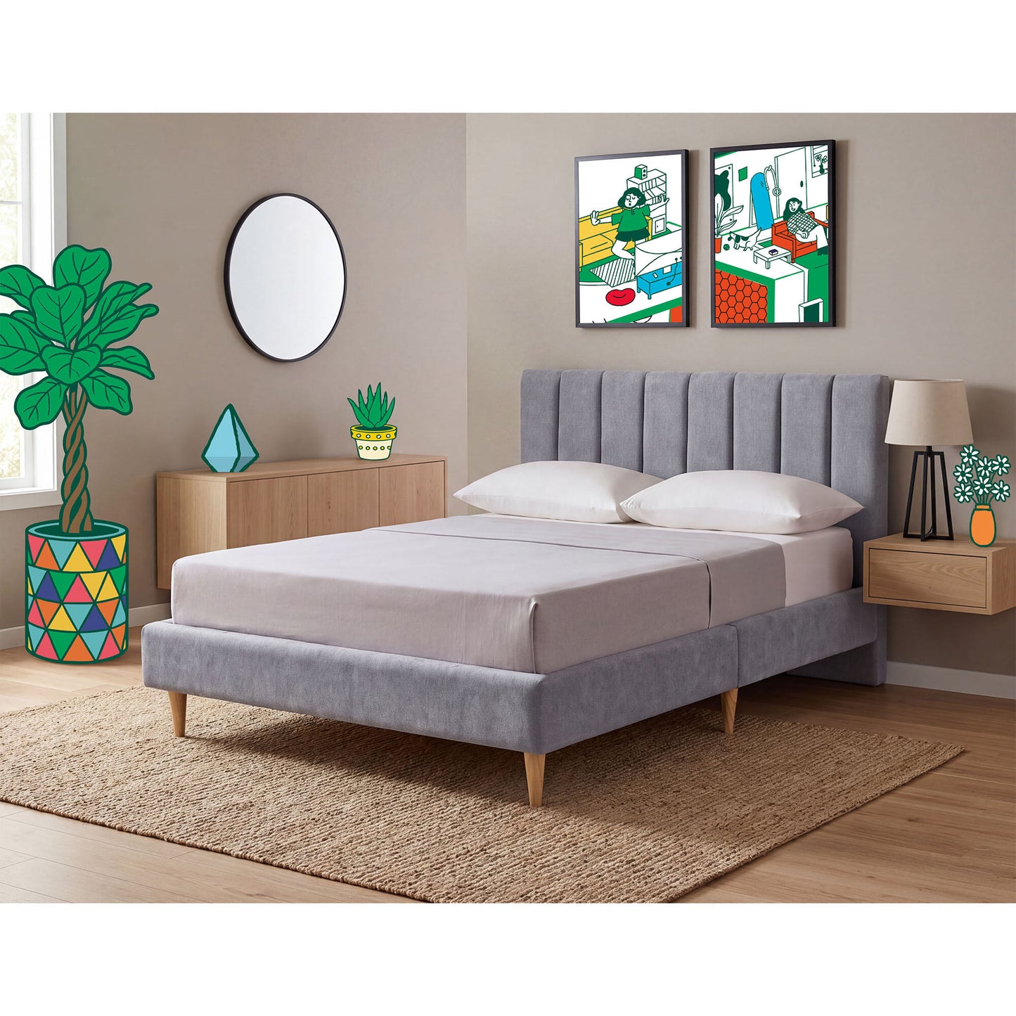 Base de Cama Matrimonial Nostra Gris