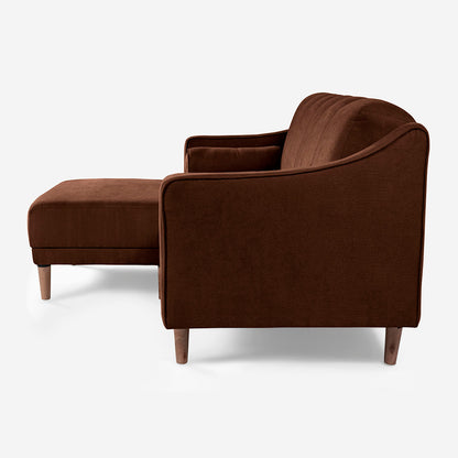 Sala Modular Chica Makora Novella Café Terciopelo De 2 Plazas  + Taburete