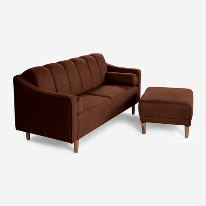 Sala Modular Chica Makora Novella Café Terciopelo De 2 Plazas  + Taburete