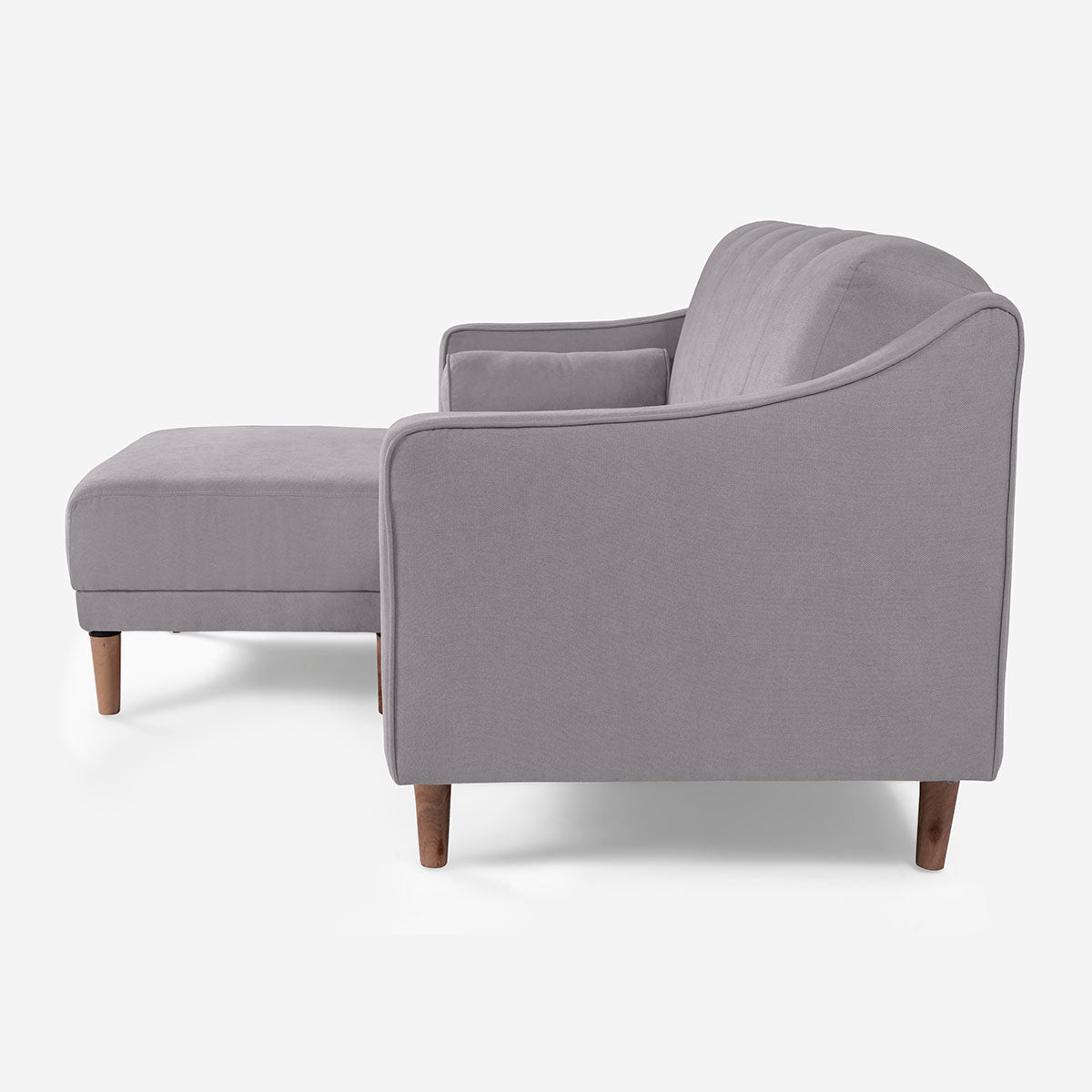 Sala Modular Chica Makora Novella Gris Claro Terciopelo De 2 Plazas  + Taburete