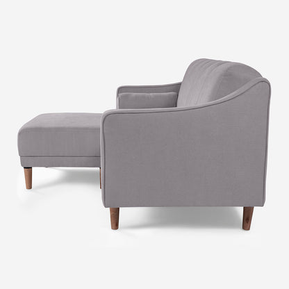 Sala Modular Chica Makora Novella Gris Claro Terciopelo De 2 Plazas  + Taburete