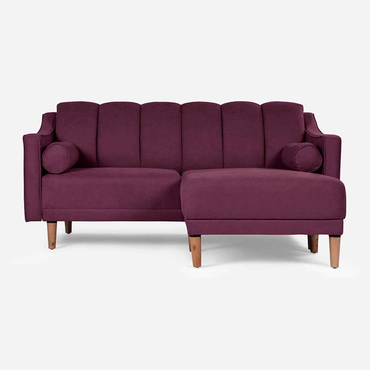 Sala Modular Chica Makora Novella Morado Terciopelo De 2 Plazas  + Taburete
