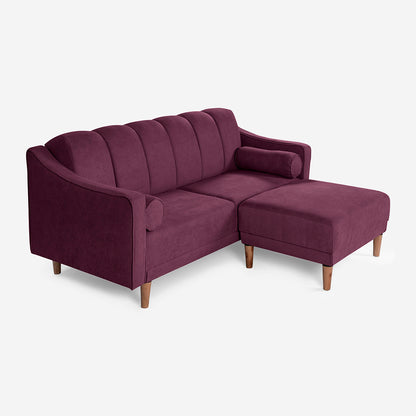 Sala Modular Chica Makora Novella Morado Terciopelo De 2 Plazas  + Taburete