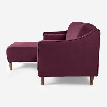 Sala Modular Chica Makora Novella Morado Terciopelo De 2 Plazas  + Taburete