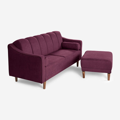 Sala Modular Chica Makora Novella Morado Terciopelo De 2 Plazas  + Taburete