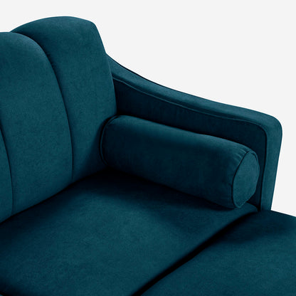 Sala Modular Chica Makora Novella Olivo Terciopelo De 2 Plazas  + Taburete