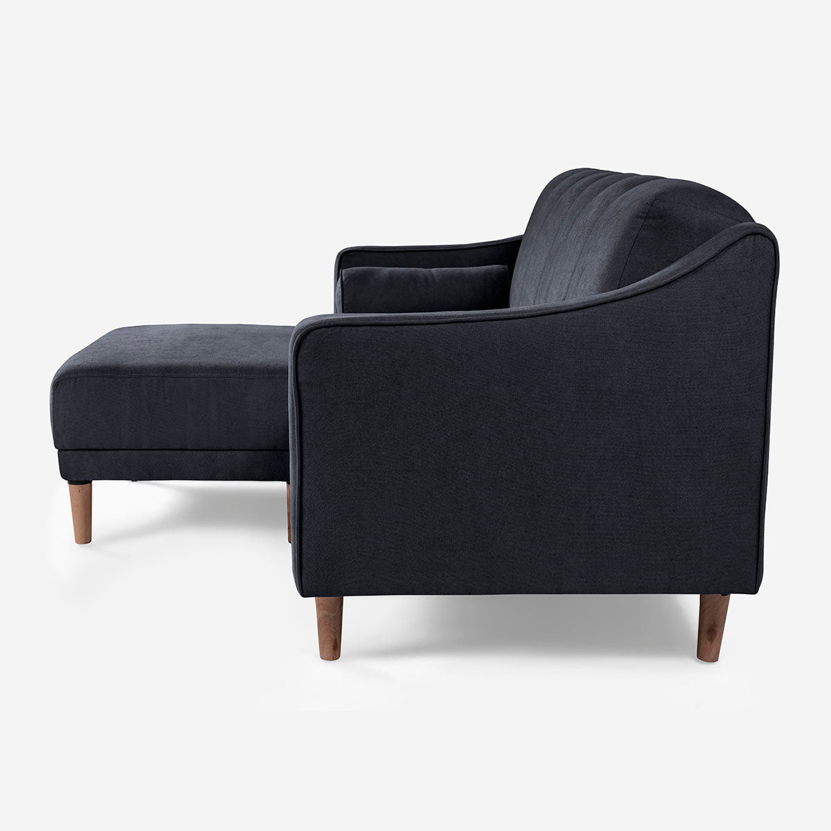 Sala Modular Chica Makora Novella Gris Oxford Terciopelo De 2 Plazas  + Taburete