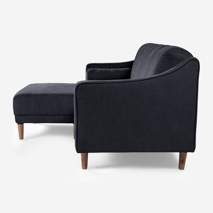 Sala Modular Chica Makora Novella Gris Oxford Terciopelo De 2 Plazas  + Taburete