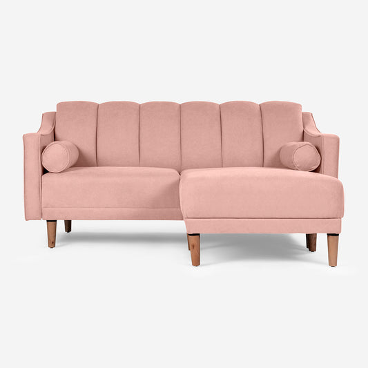 Sala Modular Chica Makora Novella Rosa Terciopelo De 2 Plazas  + Taburete