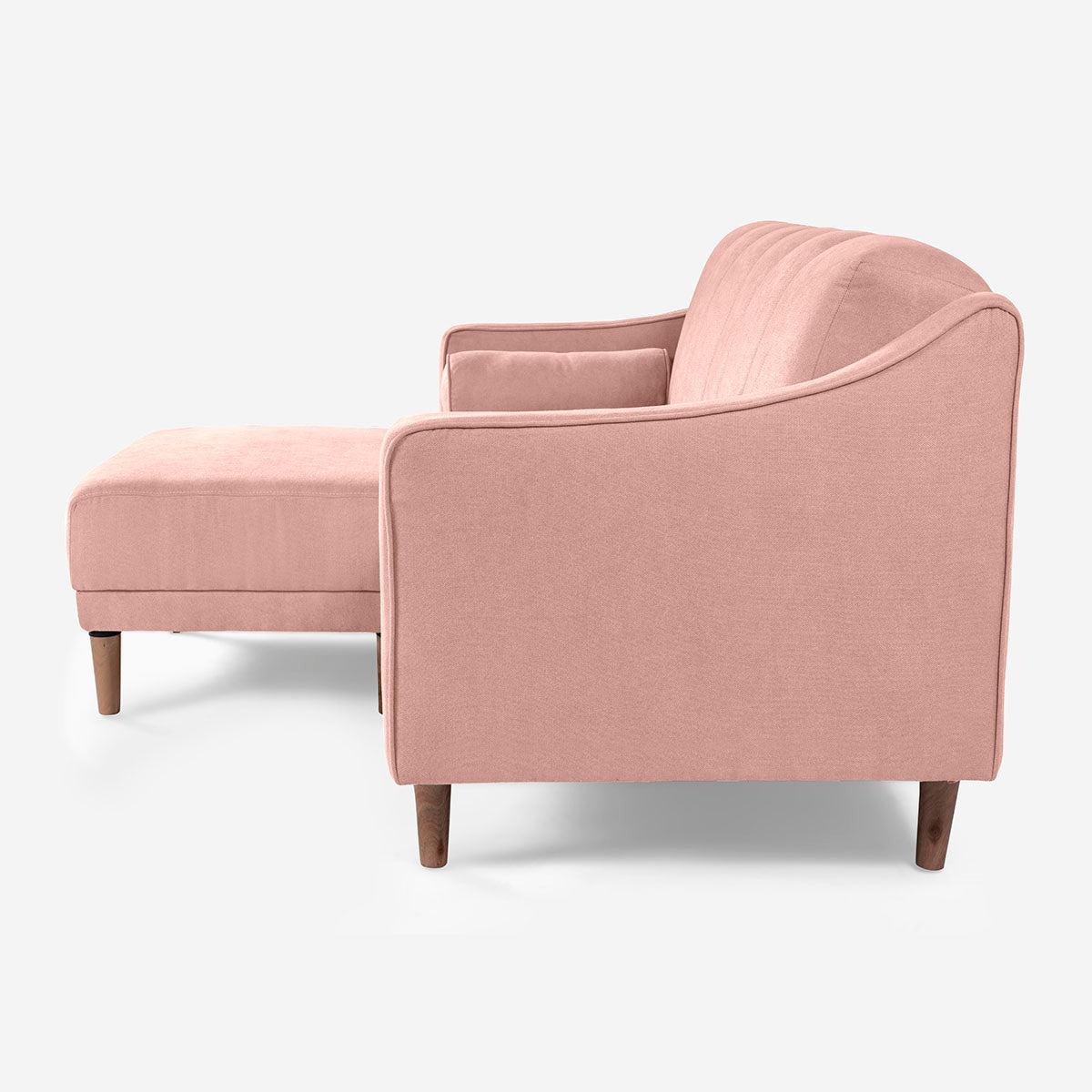 Sala Modular Chica Makora Novella Rosa Terciopelo De 2 Plazas  + Taburete