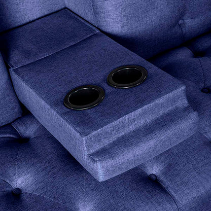 Sofá Cama Makora Paccino Azul Lino De 2 Plazas Con Portavasos - Outlet