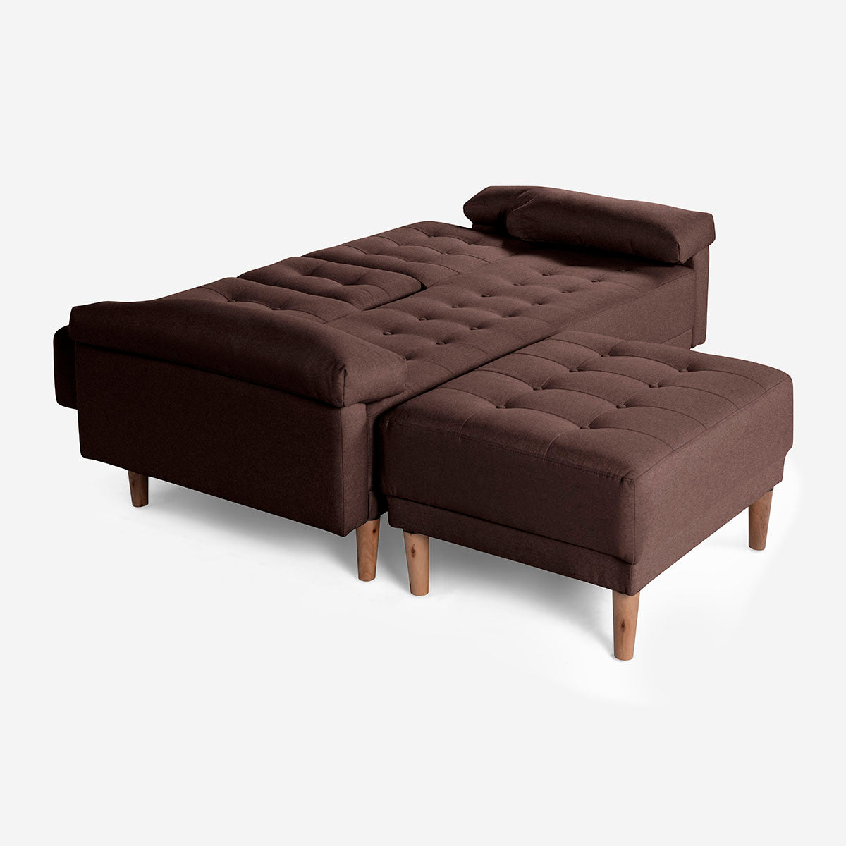 Sala Modular Chica Makora Praia Café Lino De 2 Plazas Con Portavasos + Taburete
