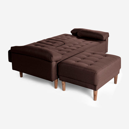 Sala Modular Chica Makora Praia Café Lino De 2 Plazas Con Portavasos + Taburete