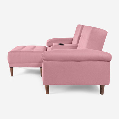 Sala Modular Chica Makora Praia Rosa Lino De 2 Plazas Con Portavasos + Taburete