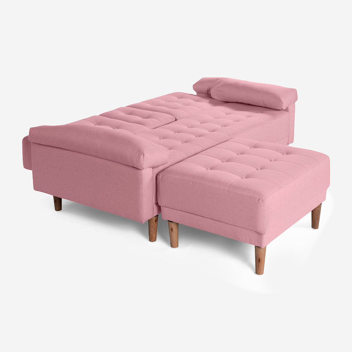 Sala Modular Chica Makora Praia Rosa Lino De 2 Plazas Con Portavasos + Taburete