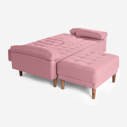 Sala Modular Chica Makora Praia Rosa Lino De 2 Plazas Con Portavasos + Taburete